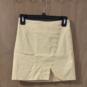 Francesca's Collections Light Yellow Buttoned Mini Skirt